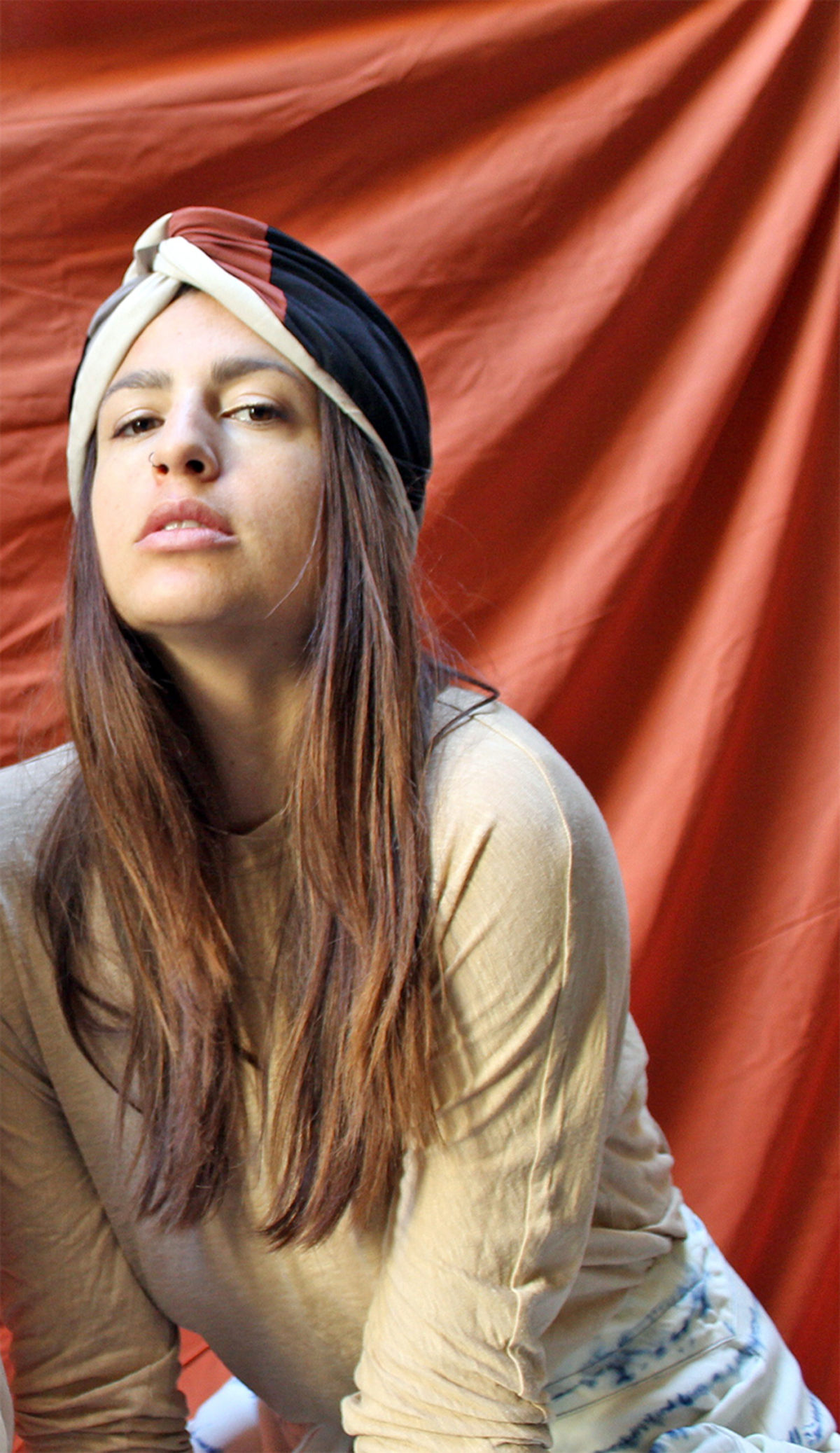 sienna block open turban