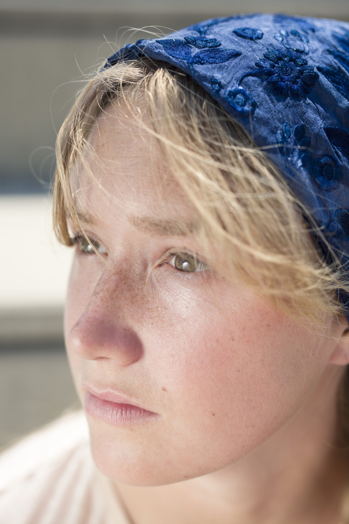 Indigo silk headscarf