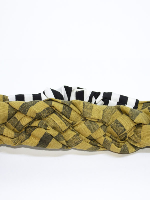 mustard black lines braid headband