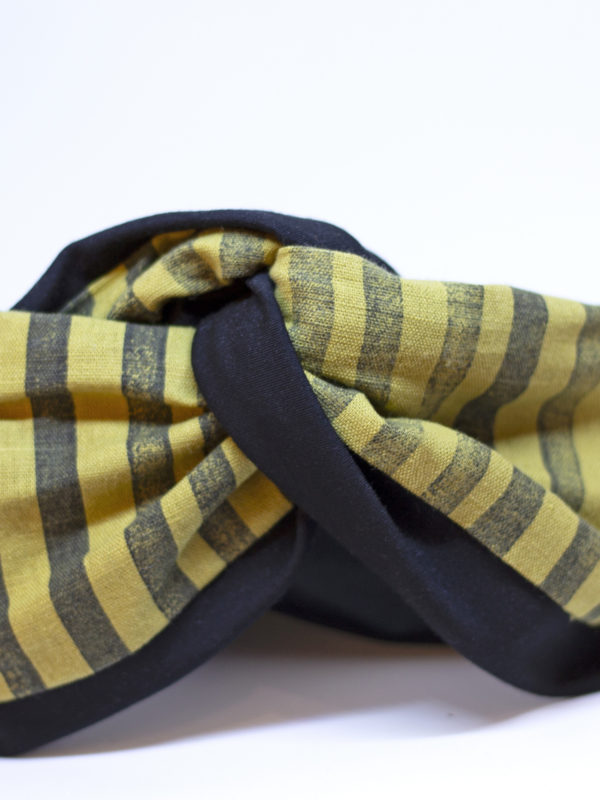 mustard black lines open turban
