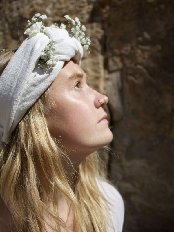 white frida braid headband