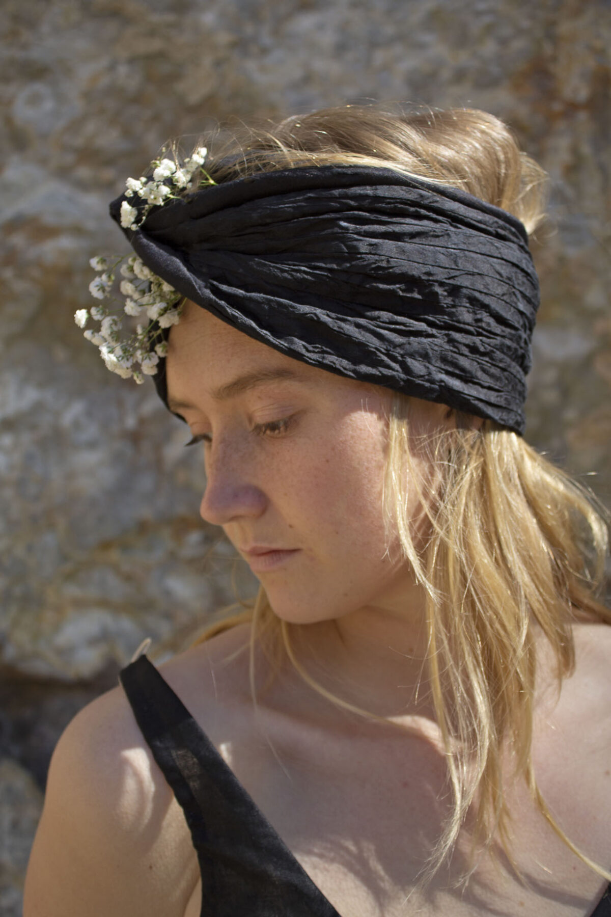 black silk open turban