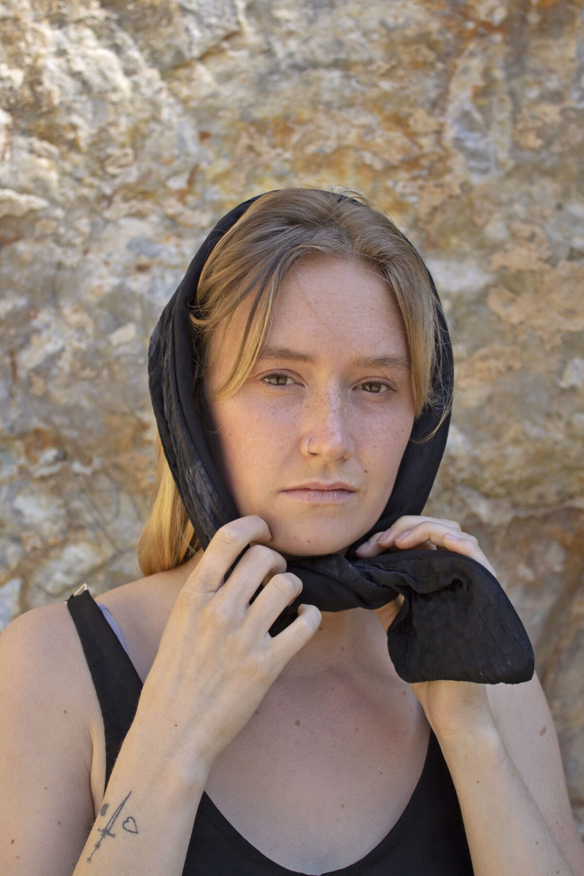 black silk open turban