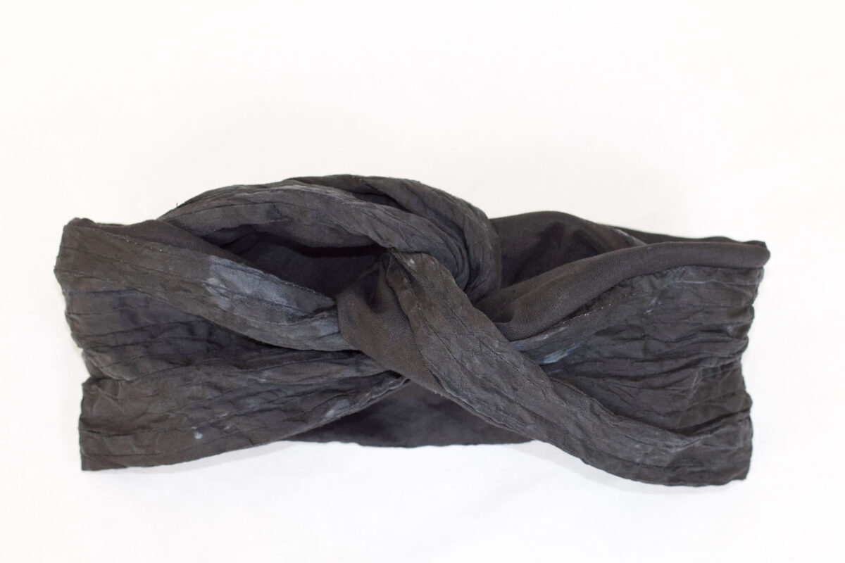 black silk open turban