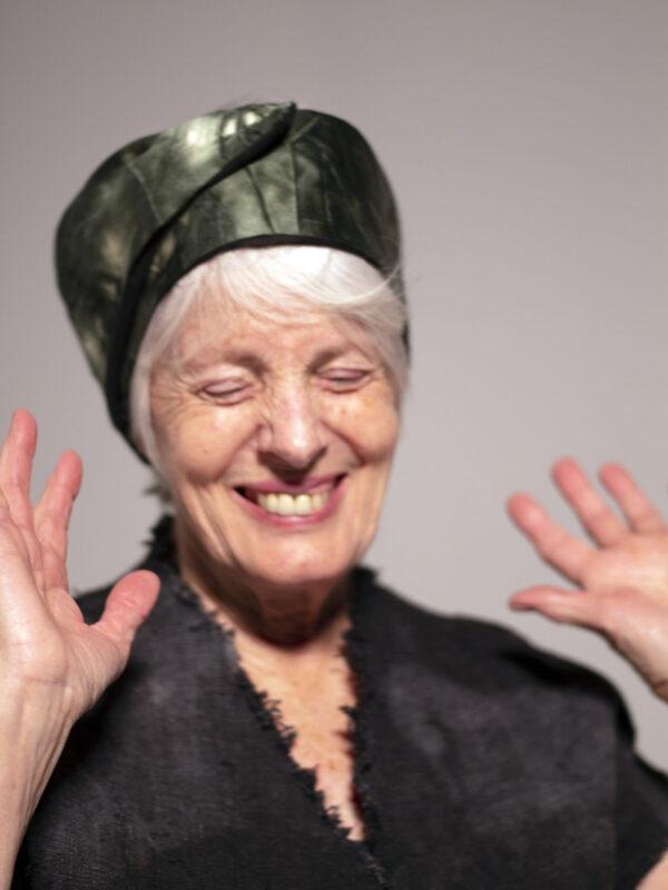 Shibori green silk open turban