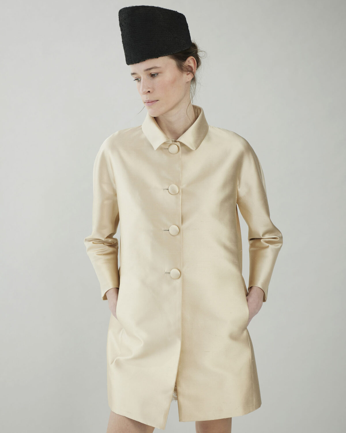 Noir slanted fez hat